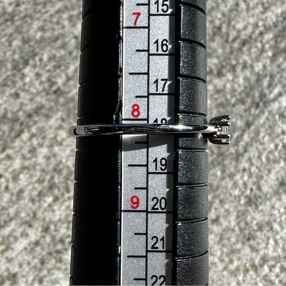 NEW Dainty Stack Ring w/ Round Crystal CZ Stone in Plated White Gold Size 8.125 - Picture 4 of 9